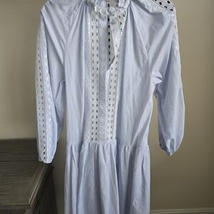 Zimmermann Light Blue Lace-Trim Midi Dress